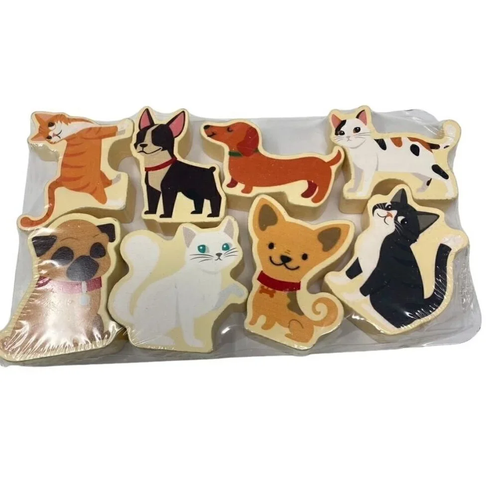 Wood Block Cats and Dogs Pets Pretend Play